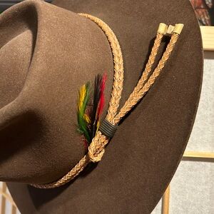 Brown Fedora Hat with Feather Accent
